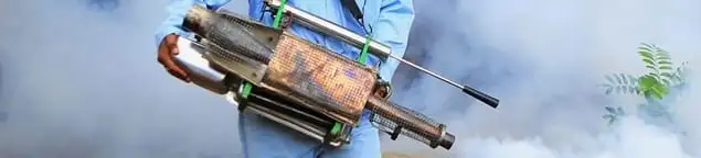 Fumigation technician using a fogger for deep pest treatment in Bellevue, WA